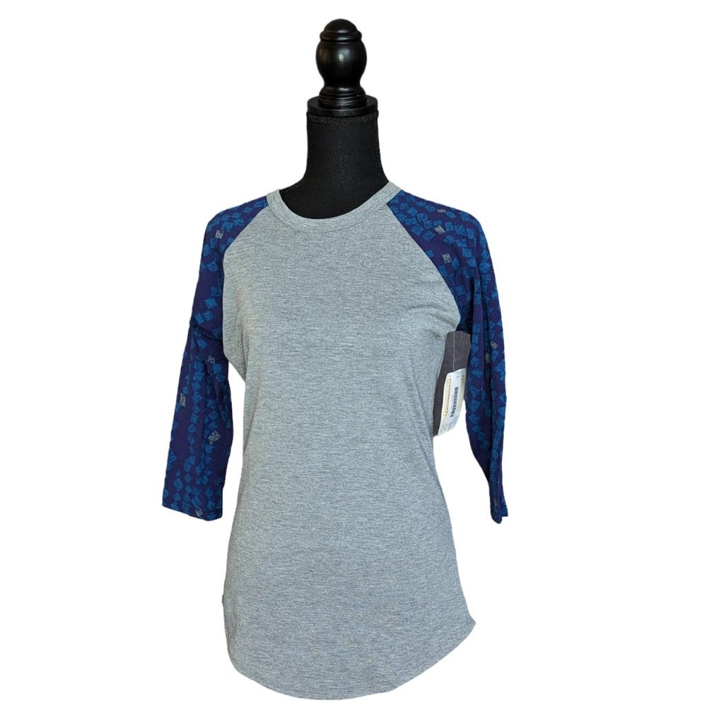LuLaRoe Randy Baseball Style Blue and Purple Tee